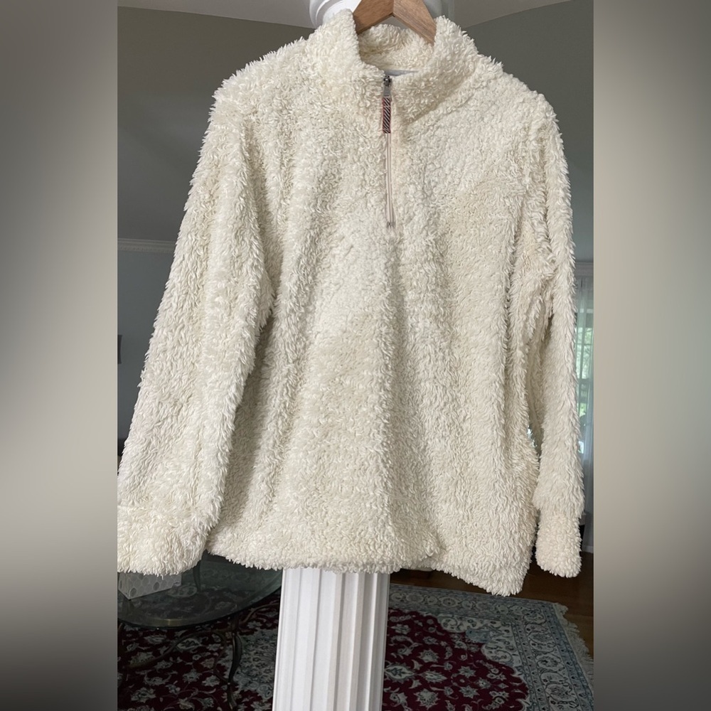 Waterproof Vintage original women’s cozy sharps pullover 1/4 zipper  ivory XL